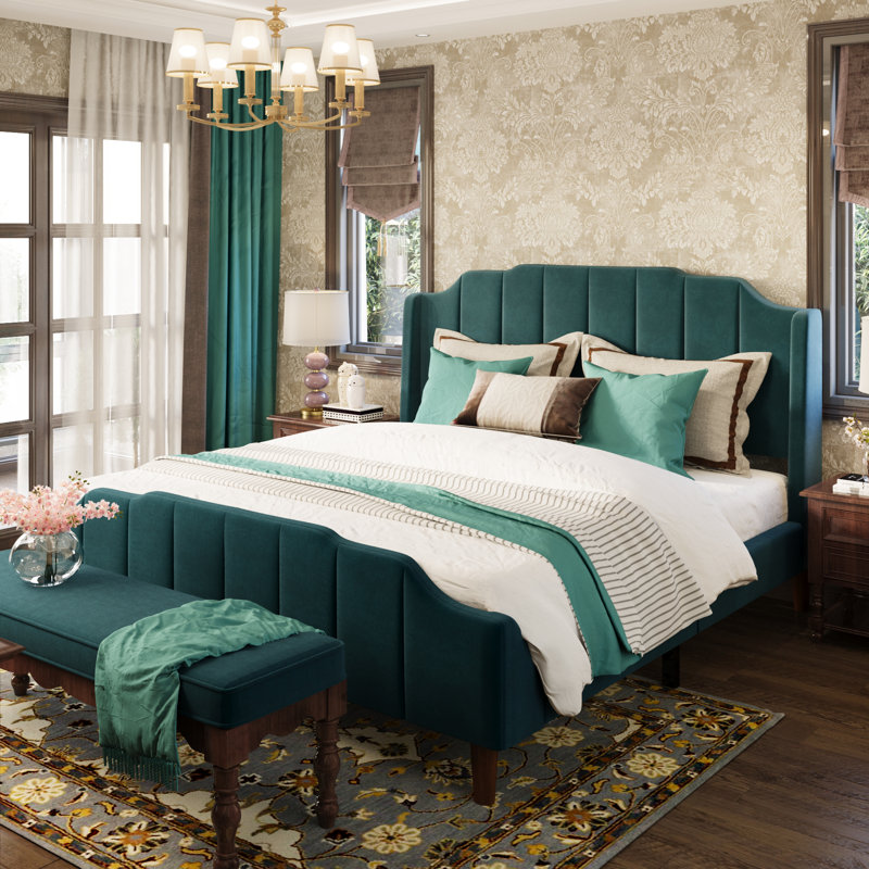 Curved upholstered bed discount